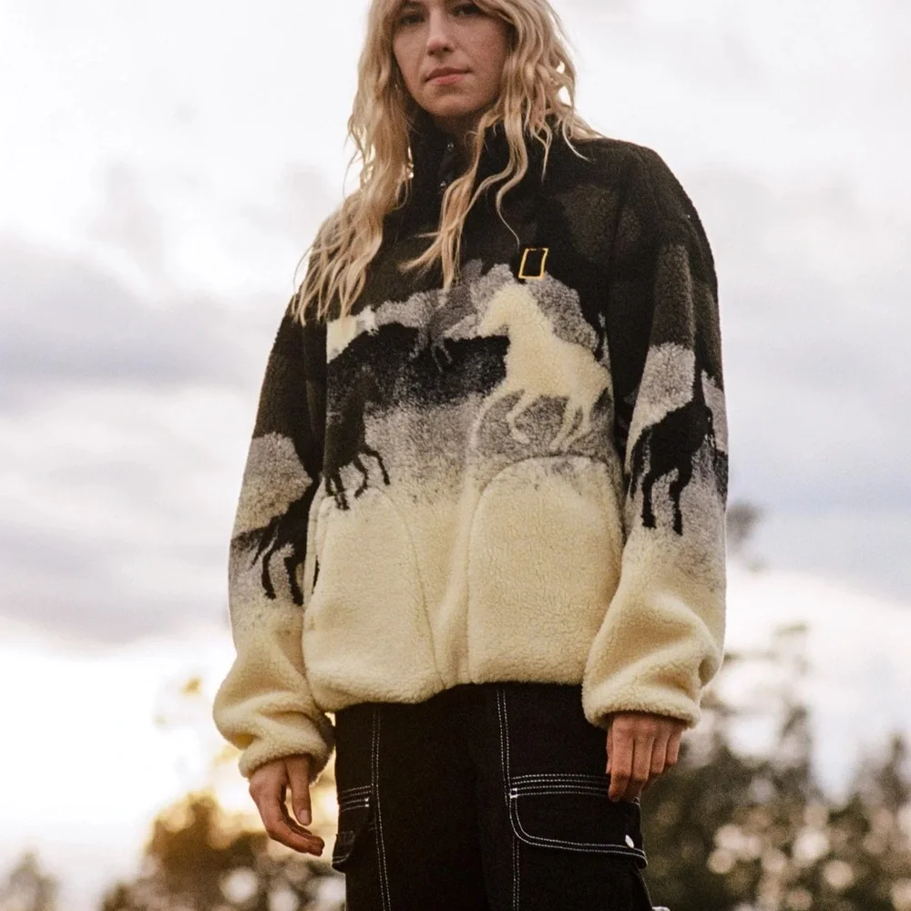 Parks Project X National Geographic Wild Horses Sherpa Sweatshirt - Picture 4 of 7